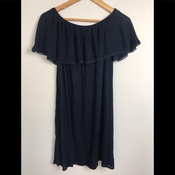 Swim cover up dress off the shoulder navy blue size medium - Picture 3 of 5